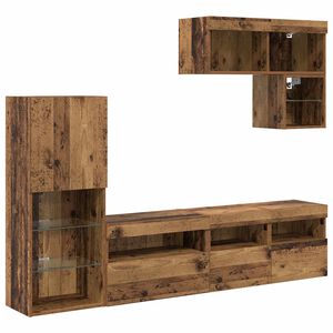 vidaXL TV stenske enote z LED lučmi 6 pcs Star les Konstruiran les