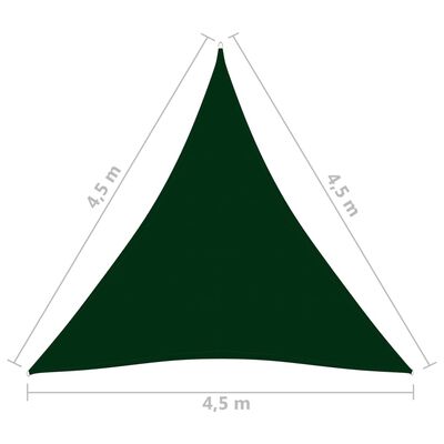 vidaXL Senčno jadro oksford blago trikotno 4,5x4,5x4,5 m temno zeleno