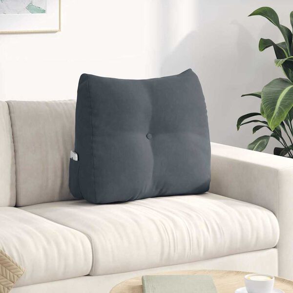 vidaXL Poglavni vzglavnik Temno siva 60 x 24 x 50 cm Žamet