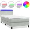 vidaXL Box spring postelja z vzmetnico LED svetlo siva 100x210 cm žamet