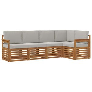 vidaXL Kotna sedežna garnitura z blazino 5 pcs Naravna in svetlo siva