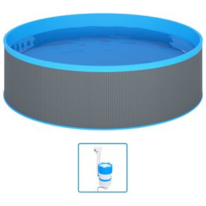 vidaXL Bazen z visečim lovilcem umazanije s črpalko 350x90 cm siv