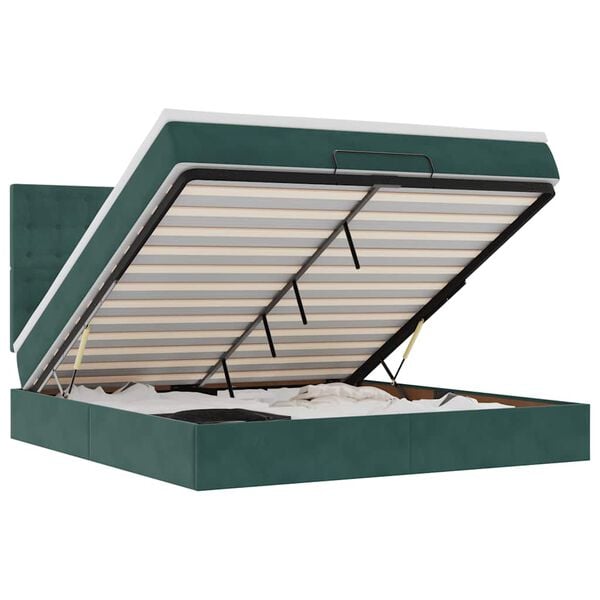 vidaXL Otomanski posteljni okvir z vzmetnicami zelen 180x200cm žamet