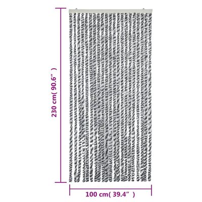 vidaXL Zavesa proti mrčesu siva in črna in bela 100x230 cm šenilja