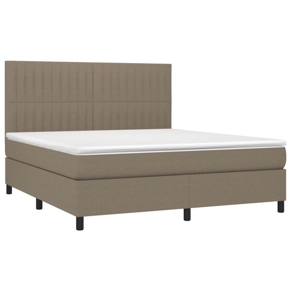 vidaXL Box spring postelja z vzmetnico taupe 160x200 cm blago