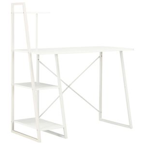 vidaXL Pisalna miza s policami bela 102x50x117 cm