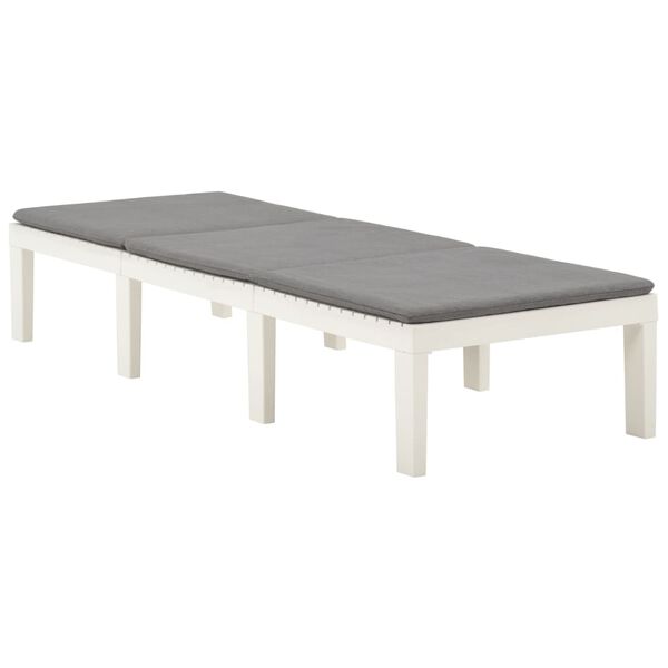 vidaXL Ležalnik z blazino plastičen bel