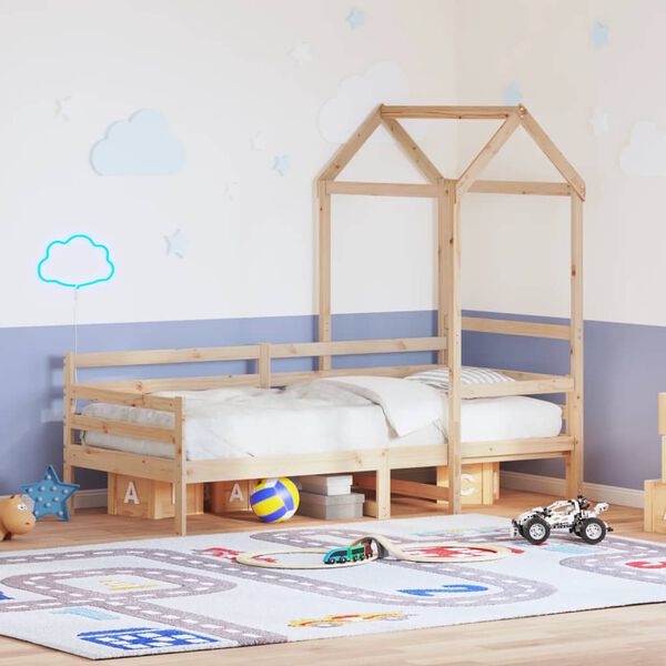 vidaXL Dnevna postelja s streho 90x190 cm trdna borovina