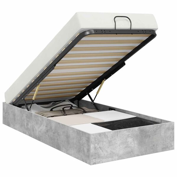 vidaXL Ottomanska postelja Betonsko siva 100 x 200 cm Konstruiran les