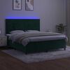 vidaXL Box spring postelja z vzmetnico LED tem. zelena 160x200cm žamet