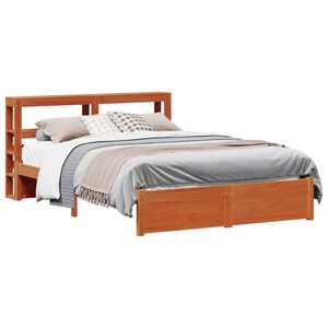vidaXL Konstrukcija postelje z vzglavjem Voskast rjav 120 x 200 cm