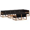 vidaXL Zunanja garnitura za sedenje z blazino 9 pcs Naravna in črna