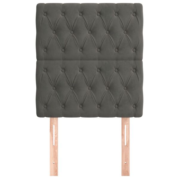 vidaXL Vzglavje postelje temno sivo 80x7x118/128 cm žamet