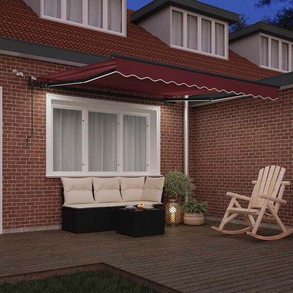 vidaXL Avtomatsko zložljiva tenda z LED bordo 300x250 cm