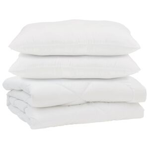 vidaXL Odeja z blazino 3 pcs Bela Mikrofibra