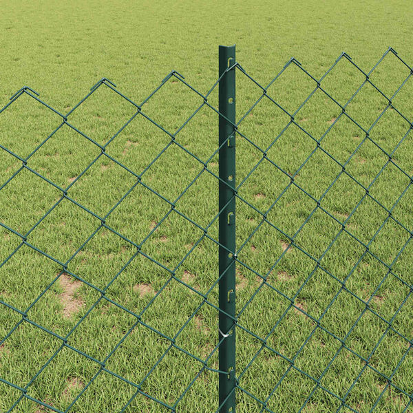 vidaXL Ograja s stebrom Zelena 1 x 25 m Jeklo