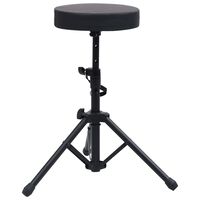 vidaXL Nastavljiv bobnarski stolček črn okrogel