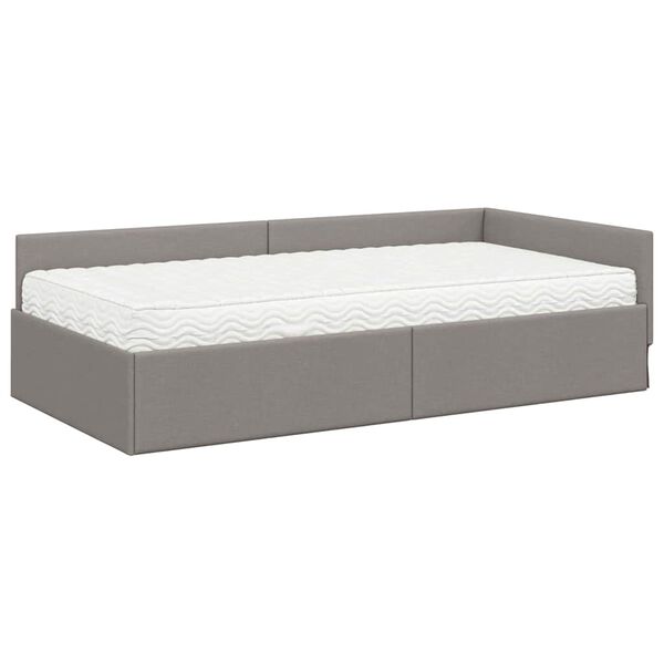 vidaXL Kotni okvir postelje z matrico Drugo 2 pcs Taupe blago
