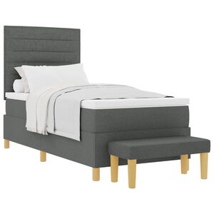 vidaXL Postelja z vzmetnico z vzglavjem Temno siva 200 x 90 cm blago