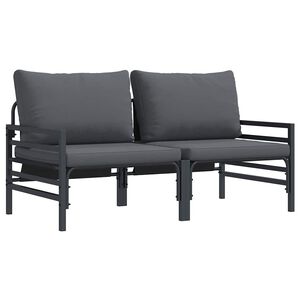 vidaXL Zunanja Pohi&scaron;tvo z blazino 2 Kos Antracit 80 x 80 x 71 cm Jeklo