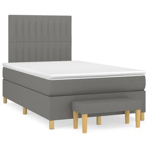 vidaXL Box spring postelja z vzmetnico temno siva 120x200 cm blago
