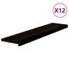 vidaXL Podloge za stopnice 12 kosov rjavo-črne 110x25x2 cm trdna hrastovina