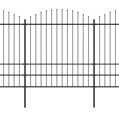 vidaXL Vrtna ograja s koničastimi vrhovi jeklo (1,75-2)x3,4 m črna