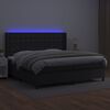 vidaXL Box spring postelja z vzmetnico LED črna 200x200cm umetno usnje