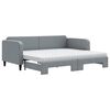 vidaXL Izvlečna dnevna postelja z vzmetnicami sv. siva 90x200 cm blago