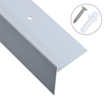vidaXL Obrobe za stopnice F-oblike 15 kosov aluminij 134 cm srebrne