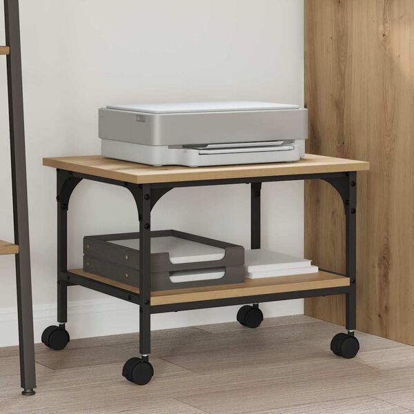 vidaXL Stojalo za tiskalnik Umetni hrast 50 x 40 x 38 cm