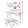 vidaXL Toaletna miza s stolčkom in 3 ogledali bele barve