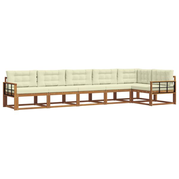 vidaXL Zunanja garnitura za sedenje z blazino 6 pcs Naravna in smetana