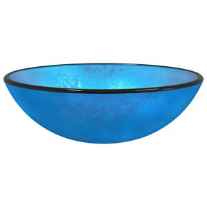 vidaXL Umivalnik kaljeno steklo 42x14 cm moder