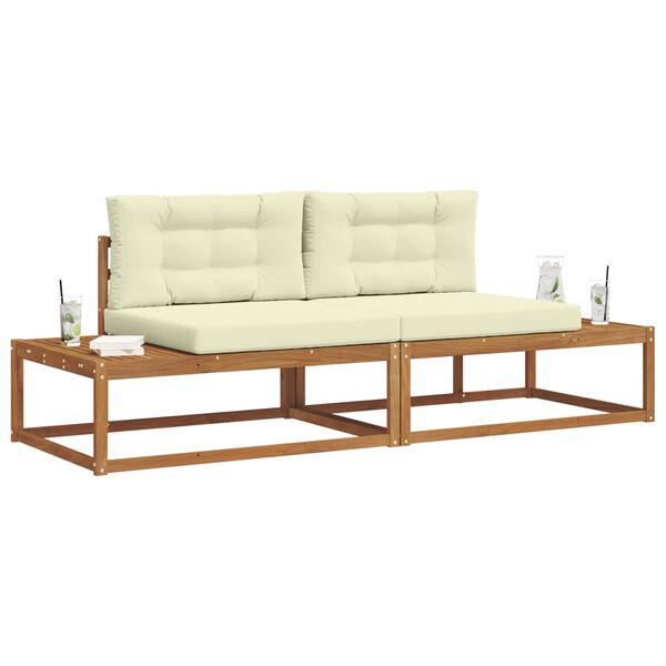 vidaXL Zunanja garnitura za sedenje z blazino 2 Kos Naravna in smetana