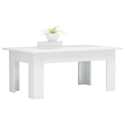 vidaXL Klubska mizica visok sijaj bela 100x60x42 cm iverna plošča