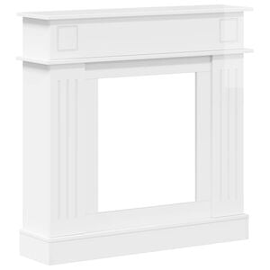 vidaXL Okvir kamina Bela visok sijaj 102 x 26 x 100 cm Inženirski les