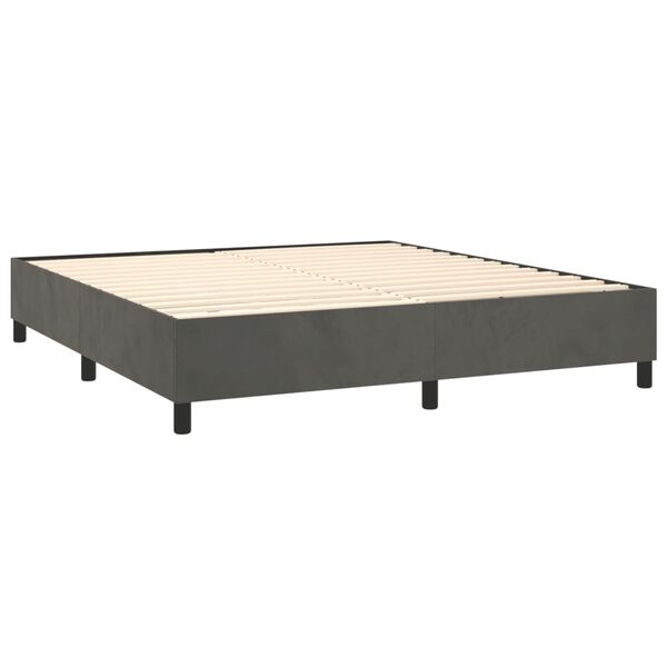 vidaXL Box spring postelja z vzmetnico temno siva 200x200 cm žamet