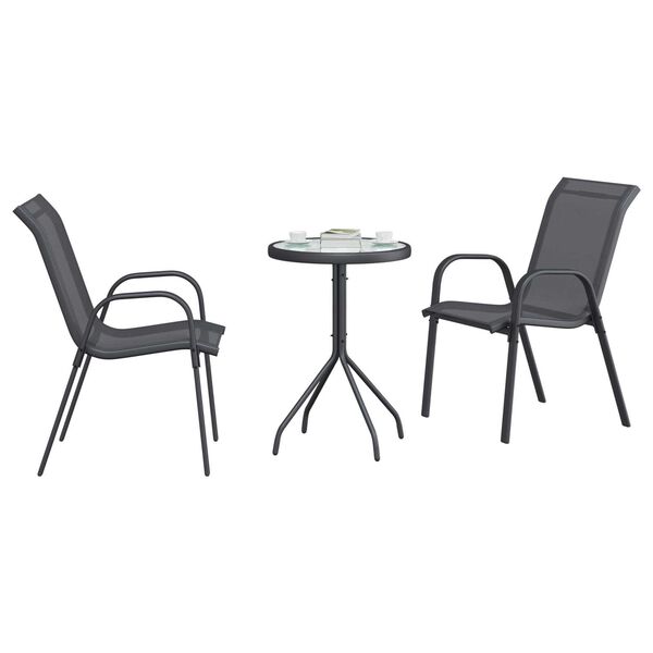 vidaXL Vrtnik Bistro Set 3 pcs Siva Jeklo