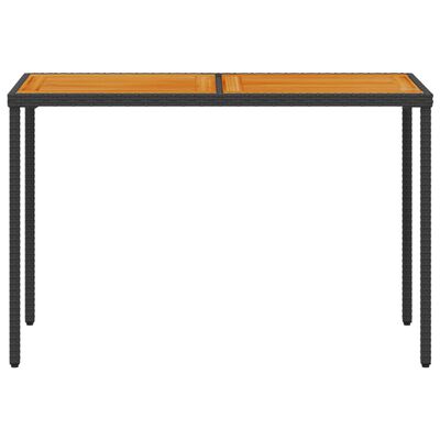 vidaXL Vrtna miza z leseno akacijevo ploščo črna 115x54x74 cm PE ratan