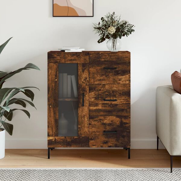 vidaXL Komoda dimljeni hrast 69,5x34x90 cm inženirski les