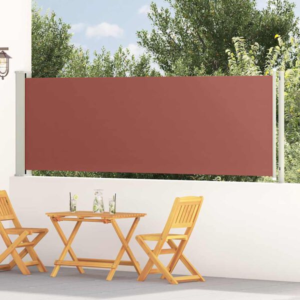 vidaXL Zložljiva stranska tenda za teraso 117x600 cm rjava