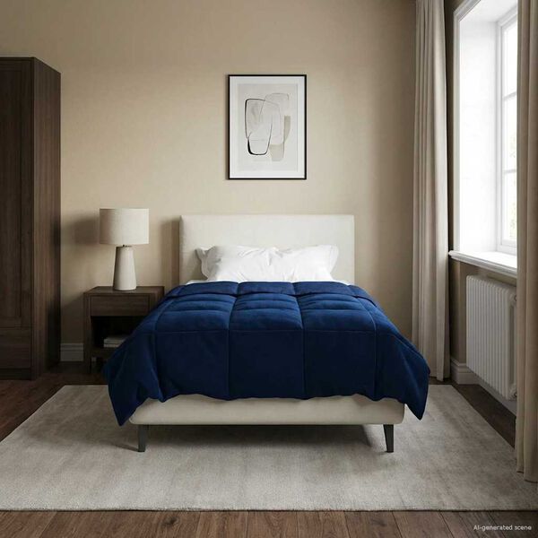 vidaXL Zimska posteljnina Temno modra 140 x 200 cm Mikrovlakna