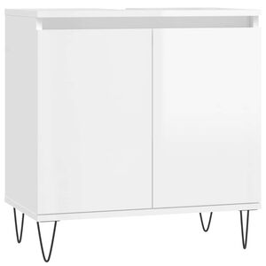 vidaXL Kopalni&scaron;ka omarica visok sijaj bela 58x33x60 cm inženirski les