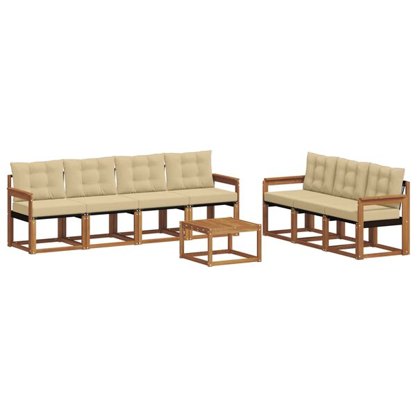 vidaXL Zunanja garnitura za sedenje z blazino 8 pcs Naravna in bež