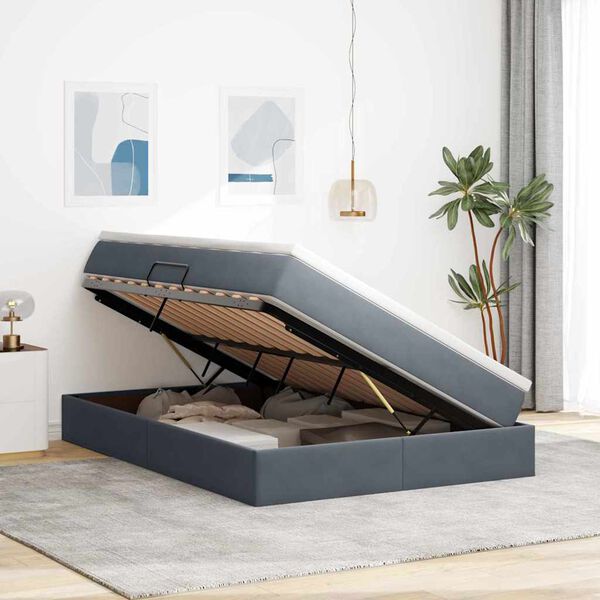 vidaXL Postelja z dodatnim prostorom za shranjevanje in vzmetnico
