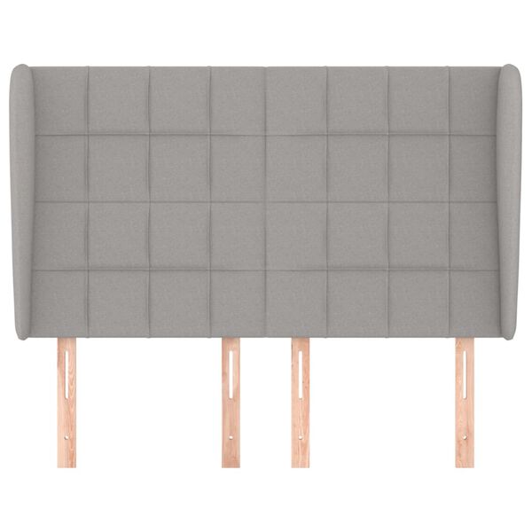 vidaXL Vzglavje z u&scaron;esi svetlo sivo 147x23x118/128 cm blago