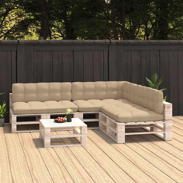 vidaXL Blazine za kavč iz palet 7 kosov bež