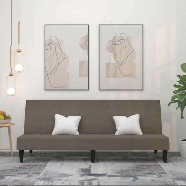 vidaXL Raztegljiv kavč dvosed temno siva tkanina iz mikrovlaken