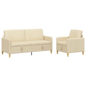 vidaXL Sofa set z shrambo 2 kos Krem Poliester